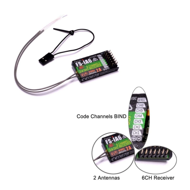Fpv Drone Antenna - ฟลายสกาย FS-IA6 ตัวรับสัญญาณ 6CH เสาอากาศคู่ iBus
