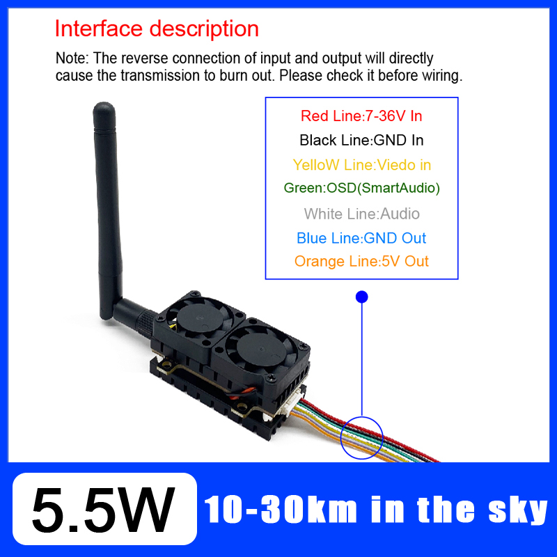 ยาว 5.8GHz 5.5W เครื่องส่งสัญญ - Fpv Drone Vtx บทวิจารณ์และราคา